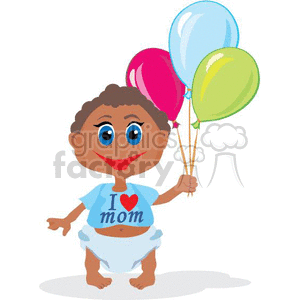 Small Child Holding Three Colorful Balloons Happy