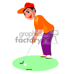 Golfer making his putt.
