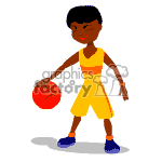 Basketball player dribbling the ball.