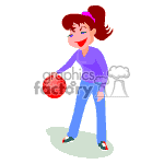 Female bowling trying a new method.