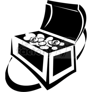 Black and white treasure chest full of money