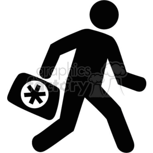 Silhouette of a person holding a medical bag with an asterisk symbol, indicative of a medical emergency or healthcare professional (EMT)