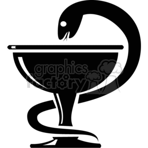 A clipart image of a snake wrapped around a cup, a symbol commonly associated with medicine and pharmacy.