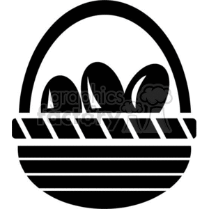 Black and white Easter basket with handle and eggs