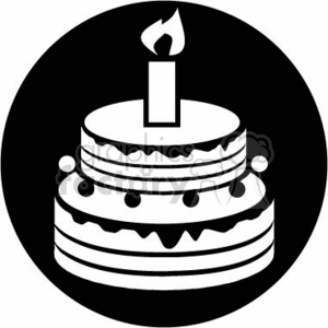 A black and white clipart image of a layered cake with a single candle on top, suitable for vinyl cutting and wedding themes.