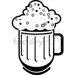 Black and white clipart of a beer mug with frothy foam on top, suitable for vinyl cutting.