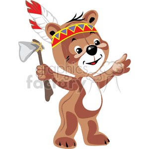 Native american teddy bear holding a axe