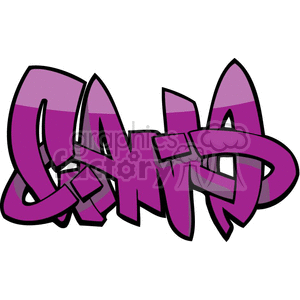 A vibrant purple graffiti art piece with bold, stylized letters intertwined in a complex design.
