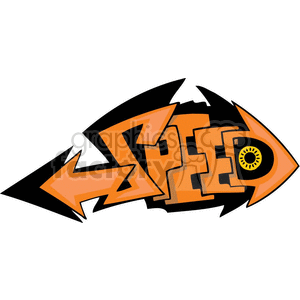 A vibrant and dynamic clipart image with the word 'Speed' illustrated in orange, black, and yellow colors, with stylized arrow elements.