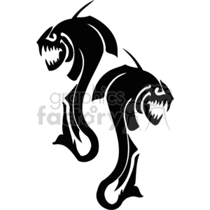 Clipart image of the Pisces zodiac sign depicted as two stylized, aggressive-looking fish.