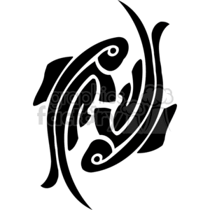 A vector clipart image depicting two stylized fish in black, representing the Pisces zodiac sign.