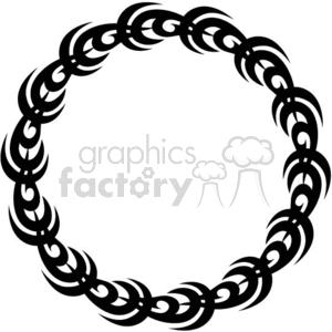 Circular tribal tattoo design in black, featuring an intricate pattern of interlocking curves and spikes.