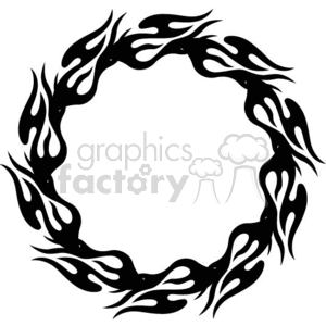 This clipart image features a circular design of black flames forming a ring.