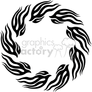 Black flame circle tribal design clipart