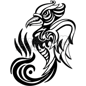 Stylized Bird with Intricate Swirl Patterns