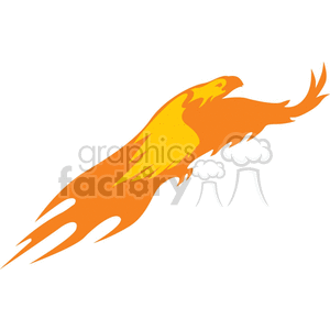 A vibrant clipart image of an orange and yellow phoenix with outstretched wings.