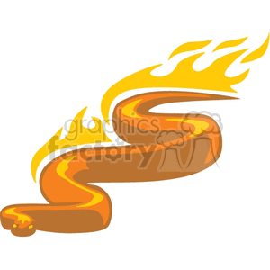 A stylized clipart image of a brown snake with yellow flames along its length, creating a dynamic and fiery appearance.