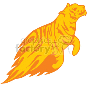 A vibrant clipart image depicting a stylized orange and yellow tiger in motion, symbolizing speed and energy.