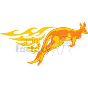 Clipart image of an orange kangaroo with a fiery tail, symbolizing speed and agility.