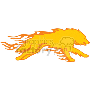 An illustration of a yellow running wolf with flame-like designs emanating from its body, conveying a sense of speed and fierceness.