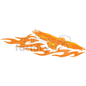 A vibrant orange clipart image depicting an eagle in flight with stylized flames trailing behind.