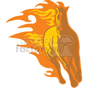 A stylized clipart image of a horse designed with flames emanating from its body, creating a fiery and dynamic visual effect.