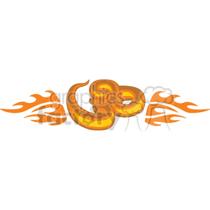 A vibrant clipart image featuring the Hindu symbol Om, stylized in orange and yellow colors, flanked by decorative flame-like patterns on either side.