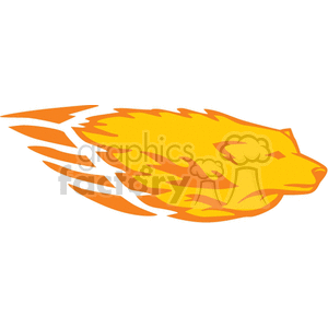 An illustration of a stylized bear head with flames or speed lines, signifying movement and strength.