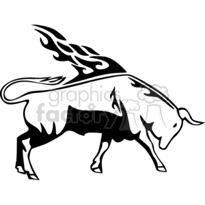 Tribal Bull with Flames