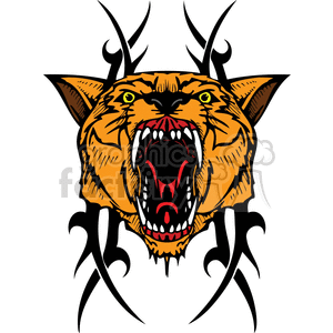 Aggressive Tiger Head Tattoo Design - Vinyl Cutter Ready Graphic