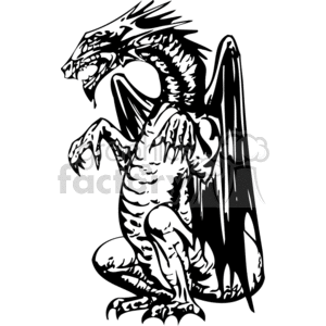 The clipart image depicts a dragon in a bold, high-contrast black and white style, suitable for vinyl cutting or vinyl-ready applications. The dragon is designed with clean outlines, making it ideal for plotting on vinyl, stencils, or other graphic design projects where a cutter might be used.