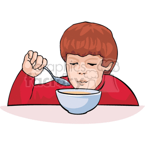 Child eating a bowl of soup