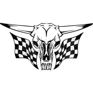   Skull with racing flags 