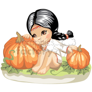 little girl sitting in a pumpkin patch