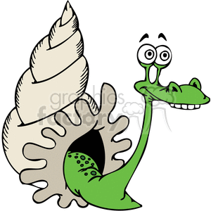 Funny Cartoon Fish with Snail Shell