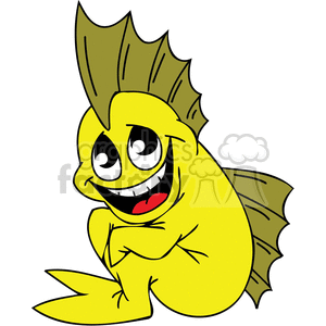 smiling yellow fish sitting