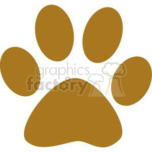 This clipart image contains a simple brown paw print graphic, typically representing the paw print of a cat, dog, or other similar mammal.