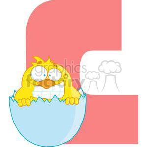 Funny Cartoon Chick with Letter C