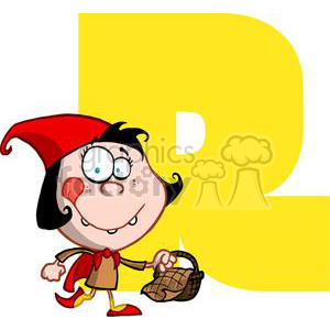 Funny Cartoon Character with Yellow 'R' Letter