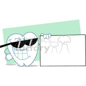 Funny Cartoon Tooth with Sunglasses Holding Sign - Dentist