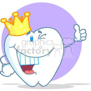 Happy Cartoon Tooth with Crown