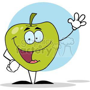 2832-Happy-Cartoon-Apple-Waving-A-Greeting