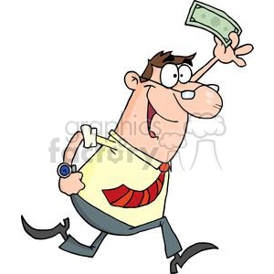 3174-Happy-Businessman-Running-With-Dollar-In-Hand