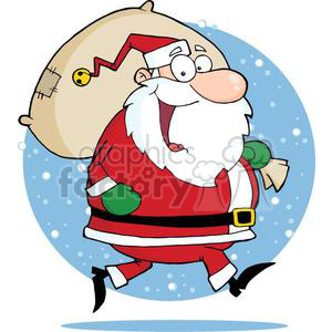 Funny Cartoon Santa Claus with Sack