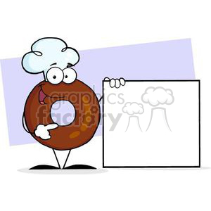 3476-Friendly-Donut-Cartoon-Character-Presenting-A-Blank-Sign