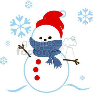 Festive Snowman with Red Hat and Blue Scarf