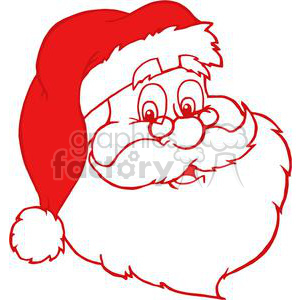 A humorous clipart image of Santa Claus featuring a red outline of his head, complete with a jolly expression, Santa hat, and beard.