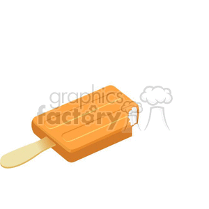 Clipart of a half-eaten orange Popsicle on a stick.