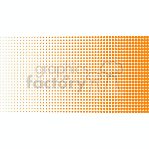 Clipart image featuring an abstract pattern of orange dots on a white background arranged in a gradient format, with dots becoming more densely packed and larger towards the right side.