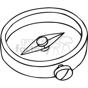 Black and white outline of a simple compass